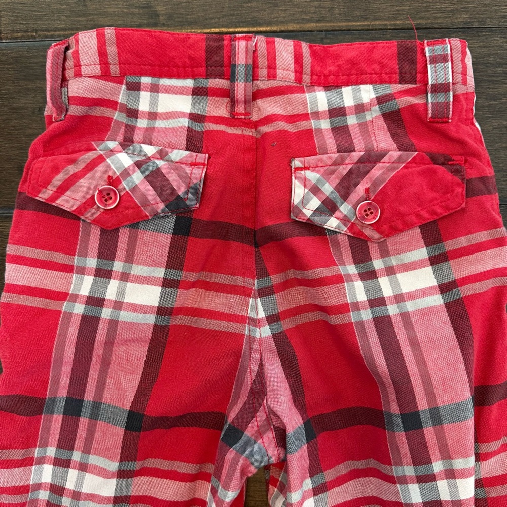 💜3/$15 Seven Souls Red & Black Plaid Flat Front Bermuda Shorts Boys 7 - Picture 4 of 8
